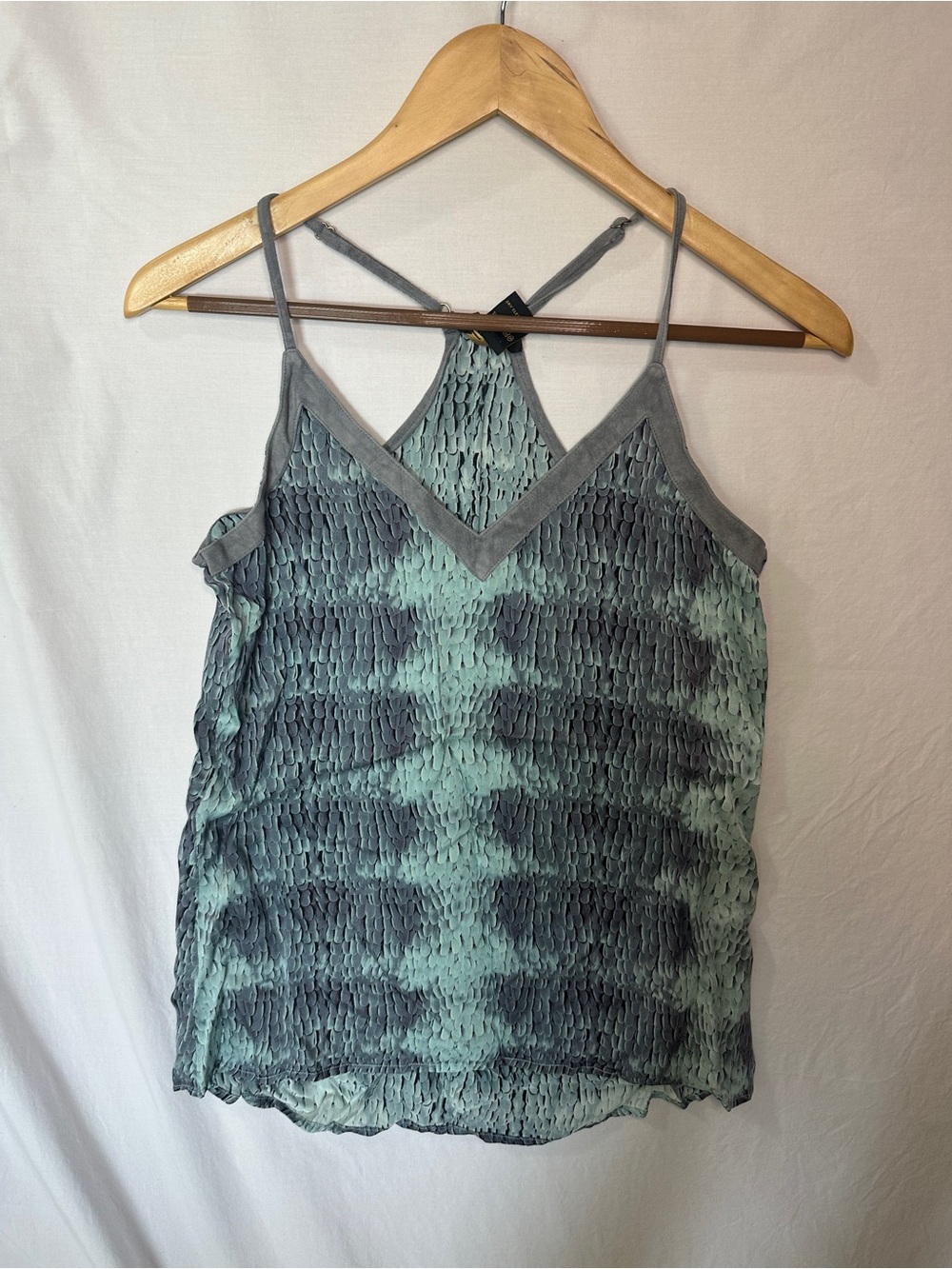 AS by DF Silk V-Neck Cami in Teal and Gray